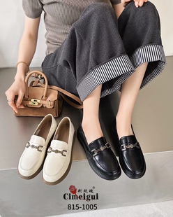 女鞋 40码 2025春手抓纹平跟舒适圆头乐福单鞋 1005 刺玫瑰正品