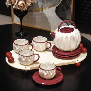 花草茶具套装简约创意高颜值新婚礼物陶瓷水壶水具水杯水果花茶壶