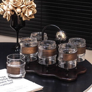 复古家用玻璃杯高颜值中古风耐热喝水杯子客厅待客茶杯收纳套装