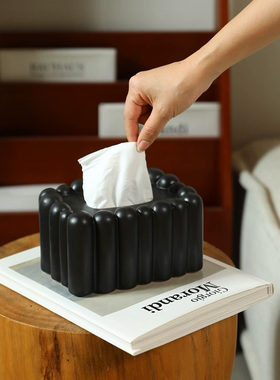 ins创意纸巾盒简约奶油风抽纸盒 客厅家用陶瓷餐巾纸盒装饰品摆件