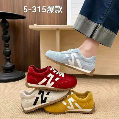 复古红色德训鞋女款2026新款爆款休闲板鞋运动鞋子轻便软底阿甘鞋