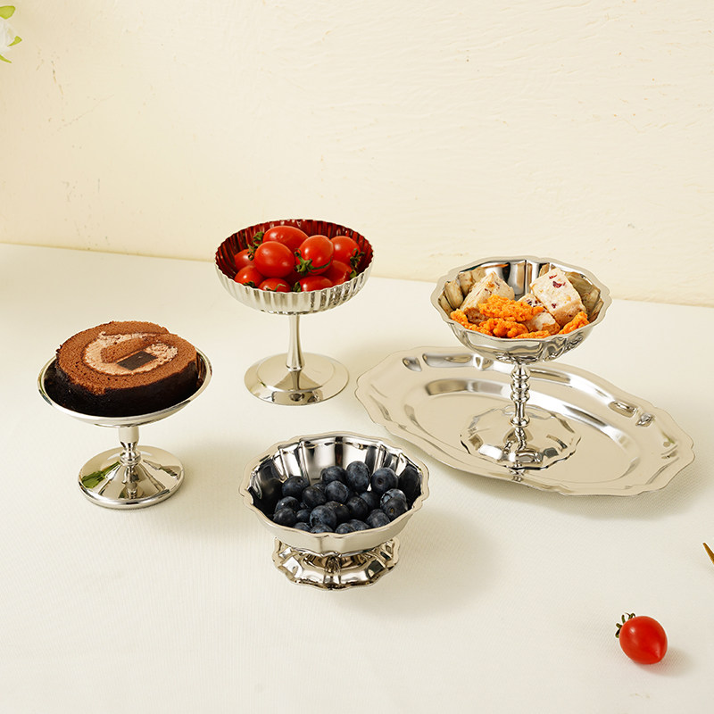 304不锈钢雪糕杯冰淇凌水果沙拉碗高脚杯甜点酒吧小吃杯圆形小碗