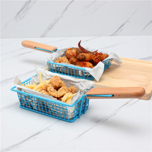 创意美式餐厅铁艺餐具黑色面包篮子薯条炸鸡小吃ins风盘子