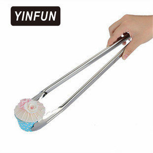 加厚不锈钢食品夹子加长烧烤夹菜牛排食物油炸面包烤肉厨房夹40CM