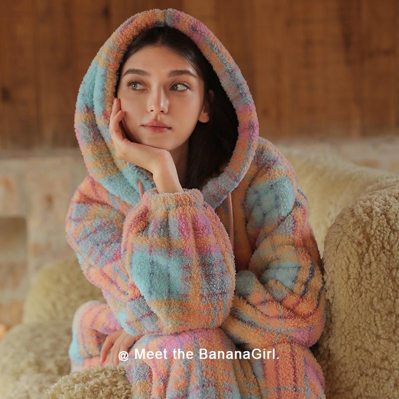 bananagirl女士加厚保暖家居服