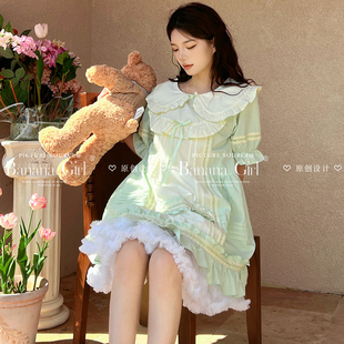 可外穿睡裙 Bananagirl夏季 新款 睡衣女士甜美公主风短袖 连衣裙薄款