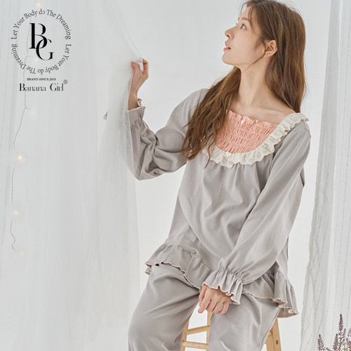 家居服套装香蕉女孩蕾丝圆领