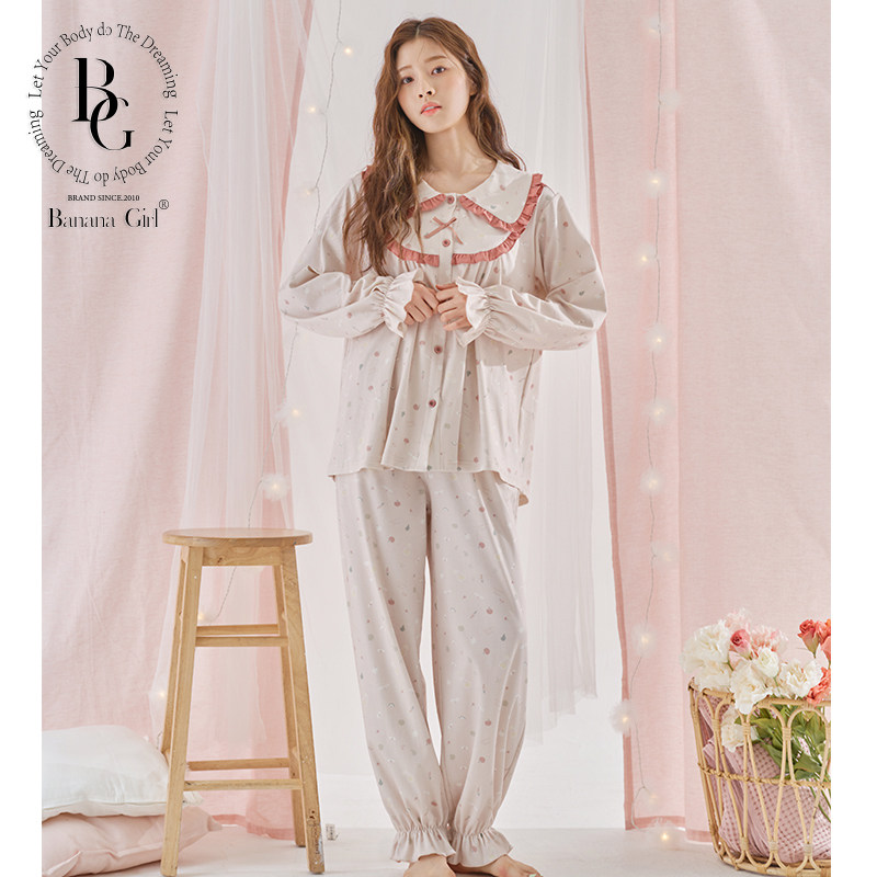 Bananagirl睡衣女夏两件套纯棉长袖女士圆领开衫家居服宽松家居服,女士内衣/男士内衣/家居服,睡衣/家居服套装,淘宝优惠券,粉丝福利购,淘宝优惠卷