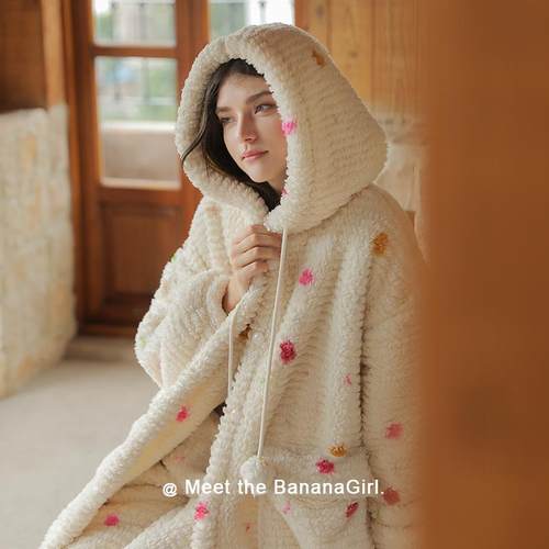 bananagirl冬季新款加厚连帽睡衣