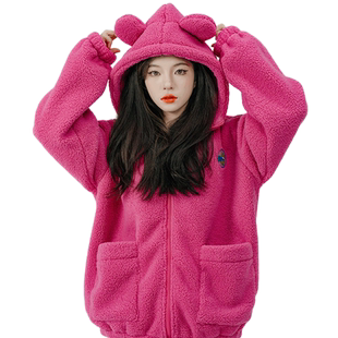 Bananagirl珊瑚绒睡衣女士宽松保暖加厚卡通可外穿家居服女套锁温