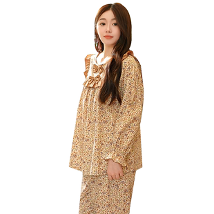 Bananagirl睡衣女士套装蝴蝶结可爱少女长袖春秋新款碎花家居服女