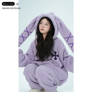 Bananagirl睡衣女冬保暖珊瑚绒加厚加绒本命年法兰绒兔年家居服新
