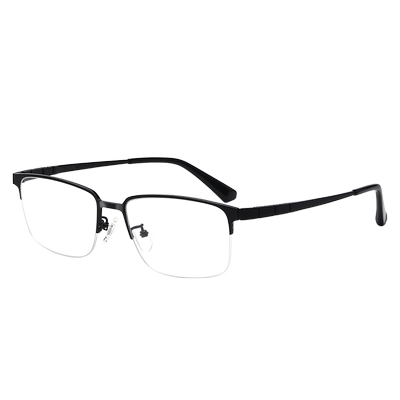 OYEA近视眼镜男加宽半框纯钛眼镜框架商务方框可配度数含片 F8536