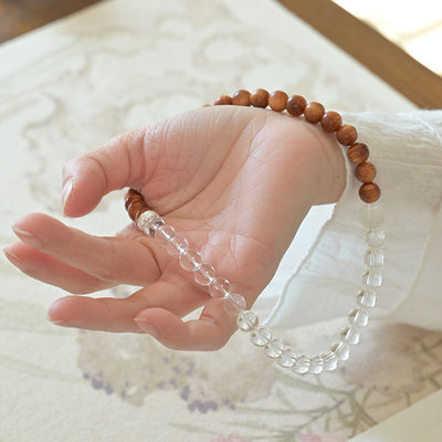 崖柏白水晶心经手串手链