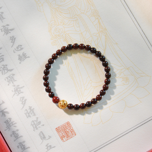 原创鎏金祥云印度小叶紫檀5m单双圈手串手链华美简约古风佛珠念珠