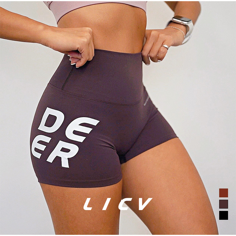 LICV梨三分短褲高腰健身裸原創
