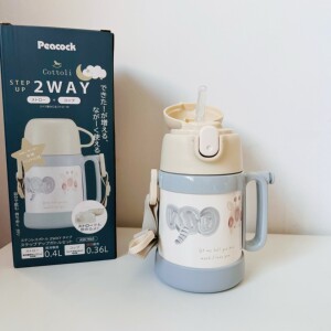 LLM｜日本本土cottoli限定小象儿童吸管保温杯幼儿园背带双用水壶