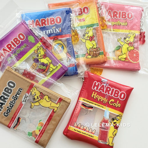 韩国haribo小熊软糖复古pvc收纳包果冻包小物收纳零钱包卡包挂件