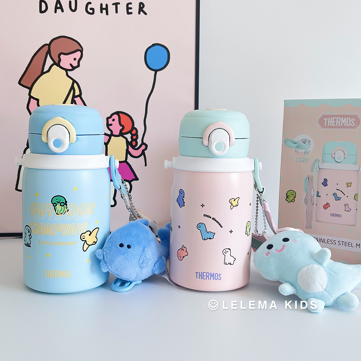 膳魔师THERMOS儿童保温杯学生双饮吸管杯便携大容量儿童直饮水杯