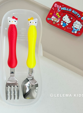 日本制爱迪生edison kitty叉勺套装儿童不锈钢勺子叉子吃饭餐具