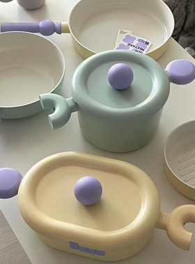 LLM 韩国BEF马卡龙色不沾平底锅ins博主同款厨具汤锅儿童辅食锅