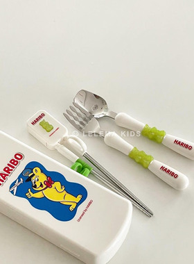 LLM｜韩国限定Haribo小熊儿童训练筷子宝宝叉勺筷餐具便携套装