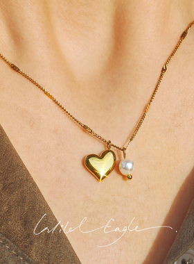 荒野鹰原创爱心珍珠锁骨链