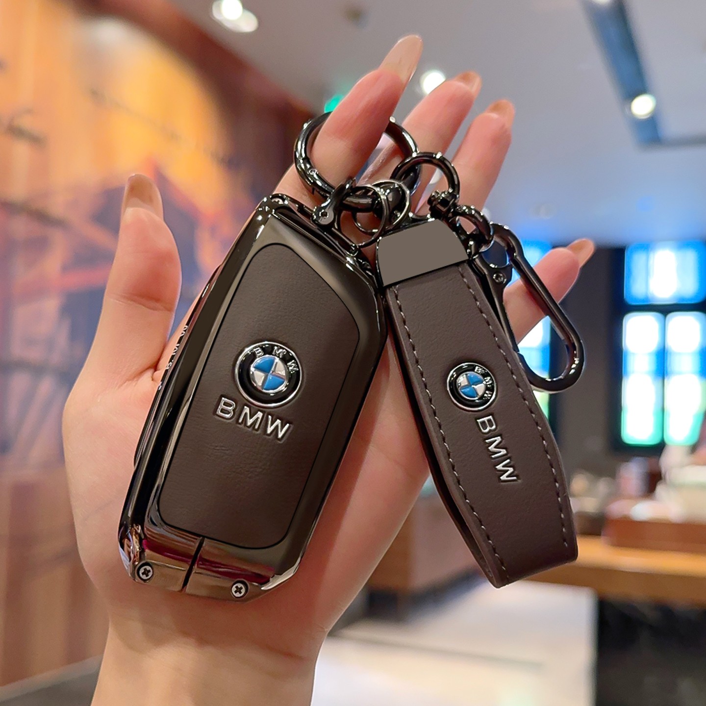 适用宝马钥匙套25款X5X3扣5系530li金属535le车包7系X1X6X7壳配饰