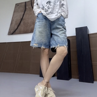 大码百搭宽松遮胯五分阔腿裤子女