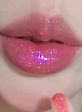 欧美妆天蓝色珠光唇釉珠光唇彩亮闪蓝色口红舞台妆抿闪不掉色cos