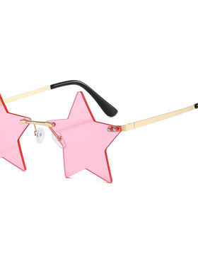 芭比粉墨镜无框星星太阳