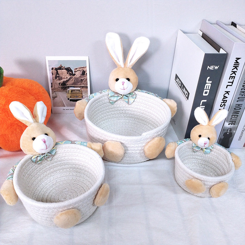 复活节糖果篮子兔子玩偶编织收纳筐饰品彩蛋置物篮节日礼物装饰品