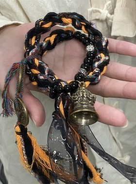 民族风李火旺印象手链新中式铃铛手串百搭复古藏式手工编制手绳链