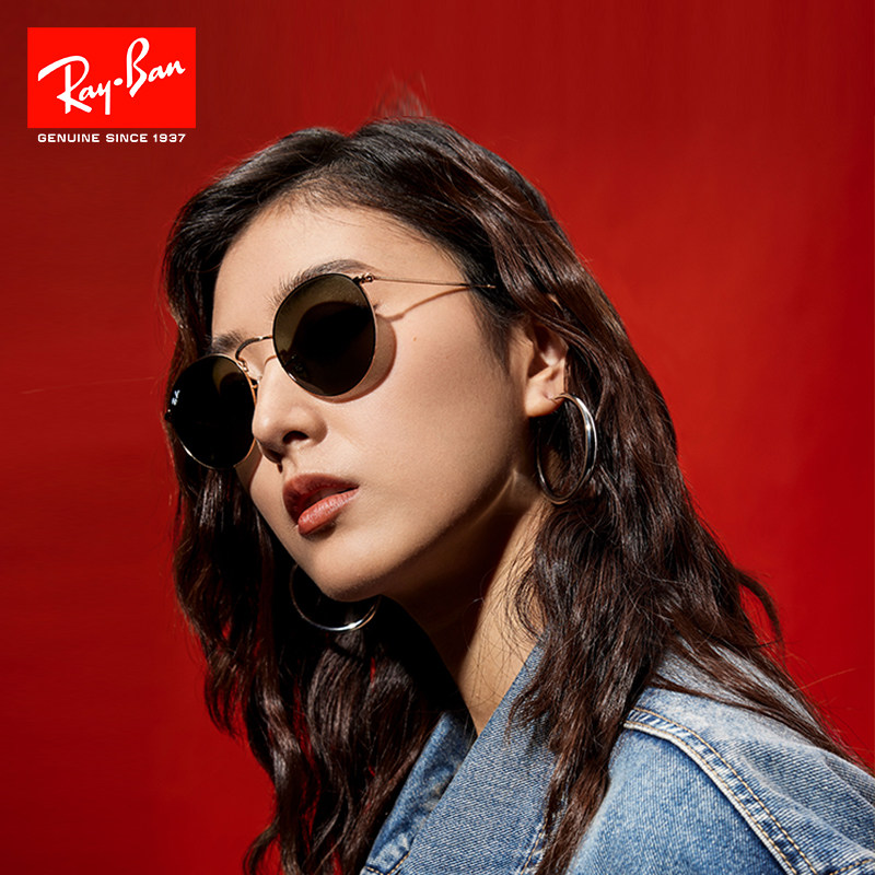 RayBan雷朋太阳眼镜偏光圆形金属复古男女同款墨镜0RB3447可定制