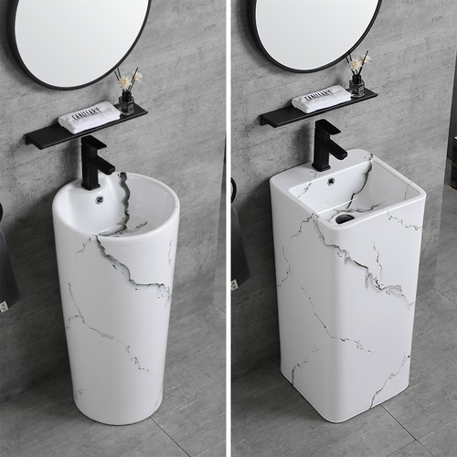 彩色金芭蕾立柱盆手绘田园连体盆