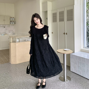 轻熟风简约黑色优雅连衣裙女春季2026新款减龄超火气质赫本风长裙