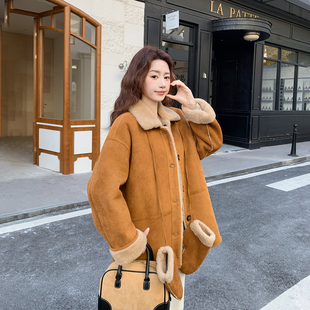 加绒加厚皮毛一体毛毛外套女冬季2025新款休闲爆款高级感流行大衣