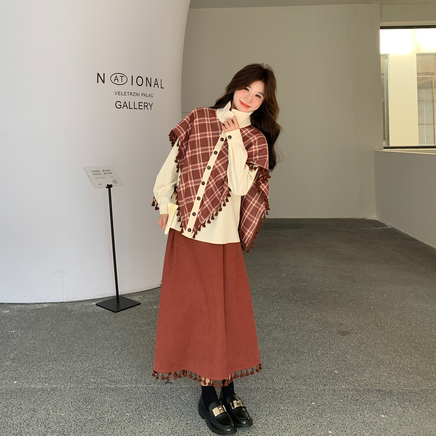 甜美气质格纹披肩斗篷衬衫套装女春季2026新款一整套半身裙两件套,女装/女士精品,时尚套装,淘宝优惠券,粉丝福利购,淘宝优惠卷