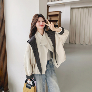 条纹披肩超火设计感短款外套女春季2026新款小个子夹克上衣巨好看