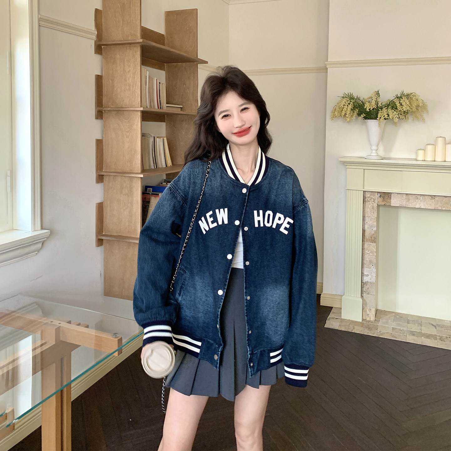 美式复古字母刺绣牛仔棒球服外套女春季2026新款百搭流行夹克上衣