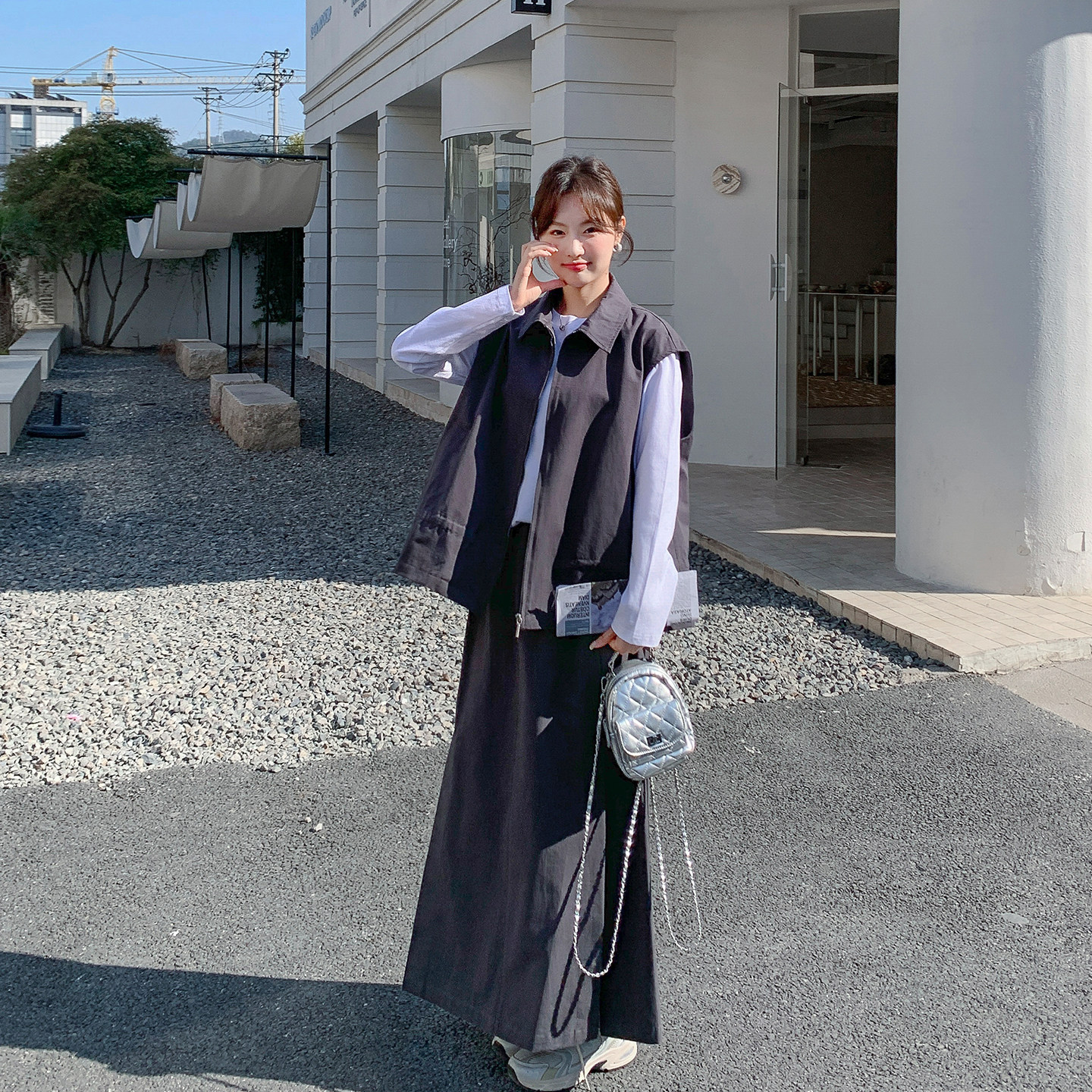 休闲风工装减龄马甲半身裙套装女春季2026新款ootd超火穿搭三件套