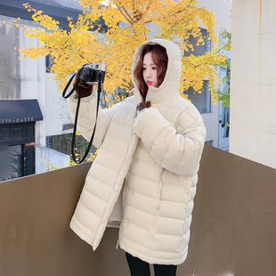 巨好看连帽米白色排骨羽绒服女冬季2025新款中长款保暖白鸭绒外套