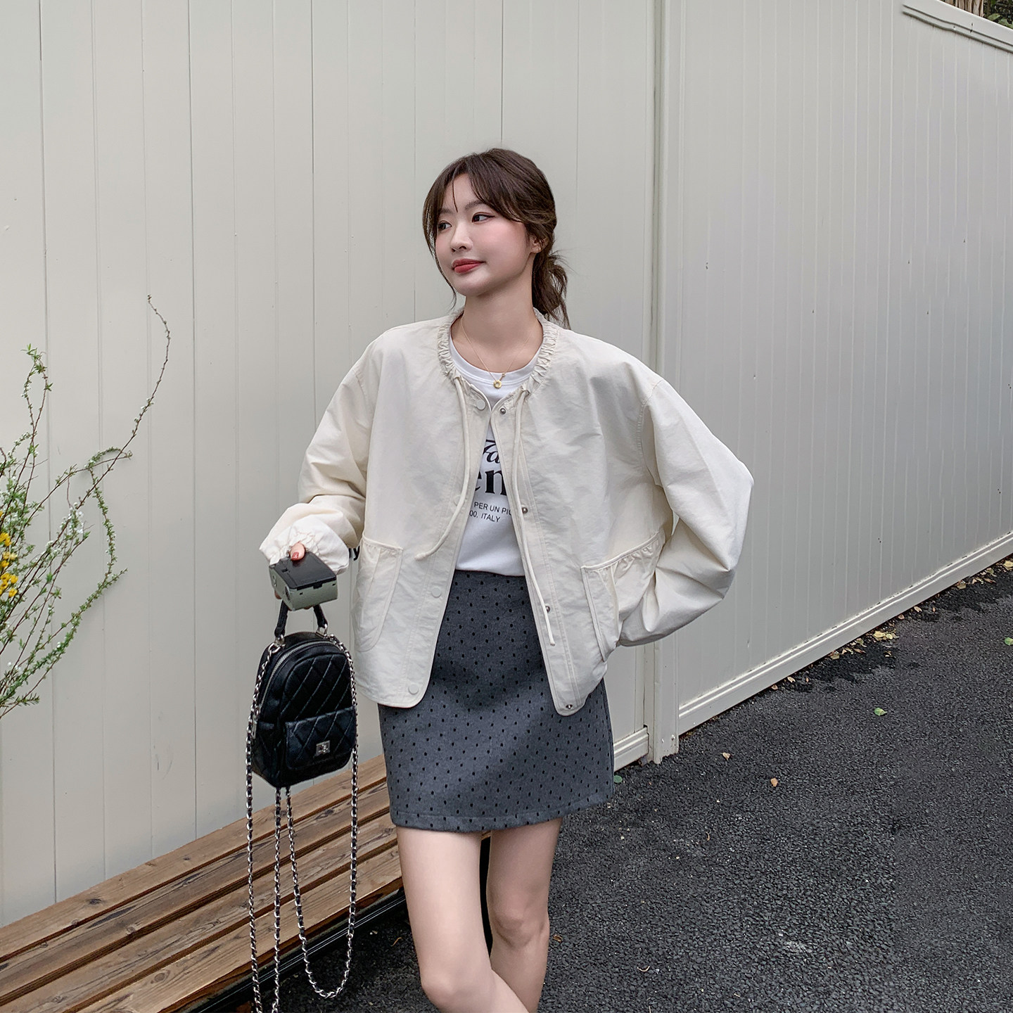 巨好看米白色短外套女春季2026新款小个子韩系减龄复古高级感夹克