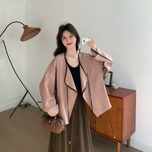 复合气质麂皮绒新中式国风外套女