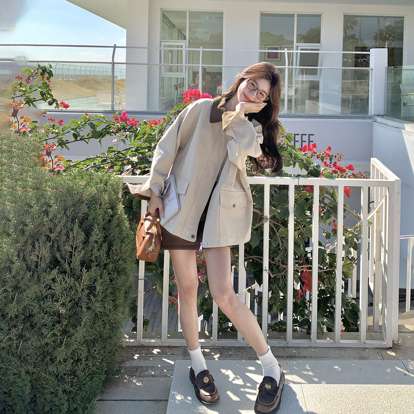 设计感撞色翻领工装外套女春季2026新款小个子减龄超火巨好看上衣