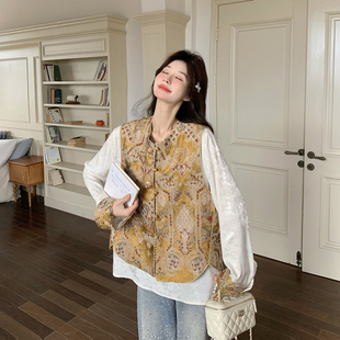 刺绣减龄新中式国风马甲套装女春季2026新款衬衫两件套小众不撞款