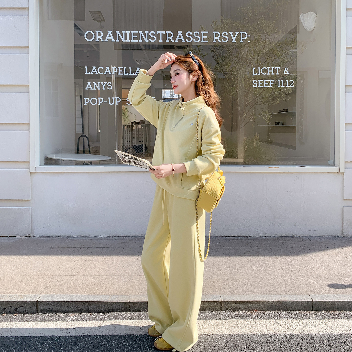 休闲运动风气质立领黄色卫衣套装裤女春季2026新款大方得体两件套,女装/女士精品,时尚套装,淘宝优惠券,粉丝福利购,淘宝优惠卷