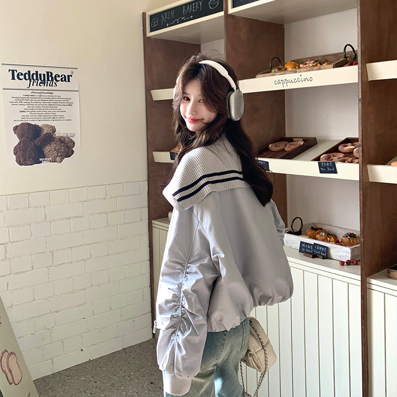 针织翻领休闲气质短外套女春季2026新款小个子超火减龄巨好看夹克