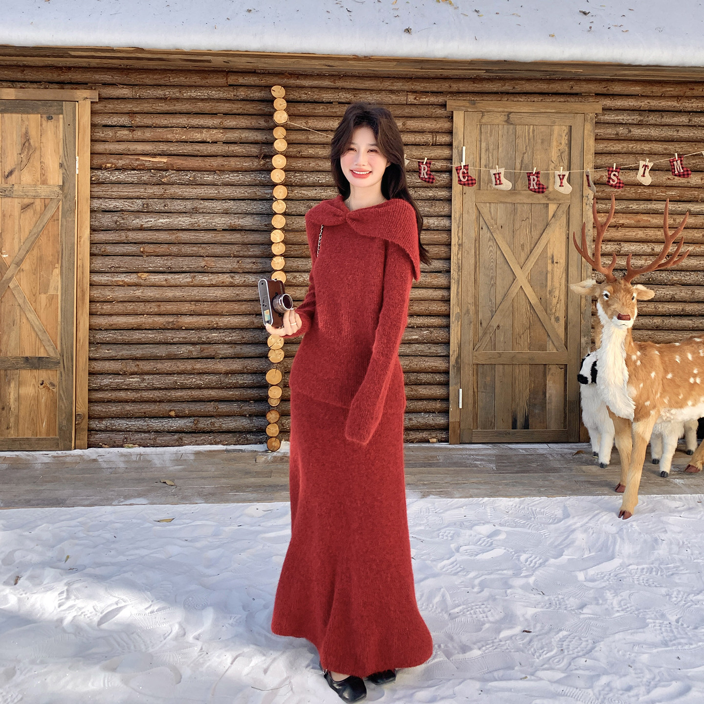 红色系穿搭一整套针织毛衣套装裙女春季2026新款绝美温柔风两件套,女装/女士精品,时尚套装,淘宝优惠券,粉丝福利购,淘宝优惠卷