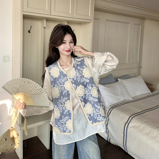 独特绝美漂亮马甲衬衫套装女春季2026新款小个子新中式国风两件套